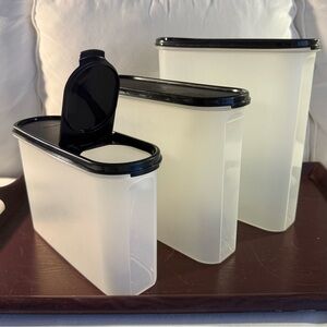 3 Tupperware Super Oval Modular Mates - with black lids